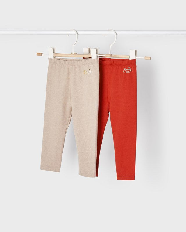 Set 2 Leggings basic neonata Mayoral nocciola e rosso - ErreGiModaBimbo