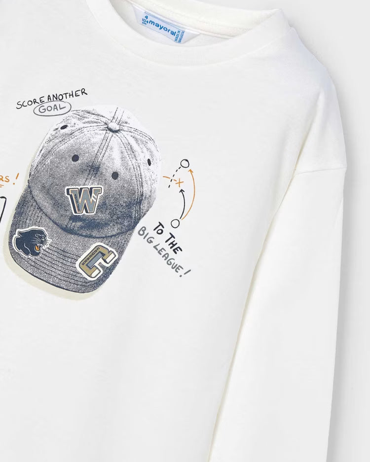 Maglietta caldo cotone bambino Mayoral College o cappello Mayoral Bianco