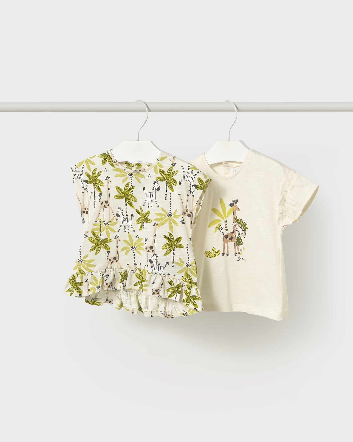 Set 2 T-Shirt neonata Mayoral stampa palme animali Mayoral 6 Mesi 68cm