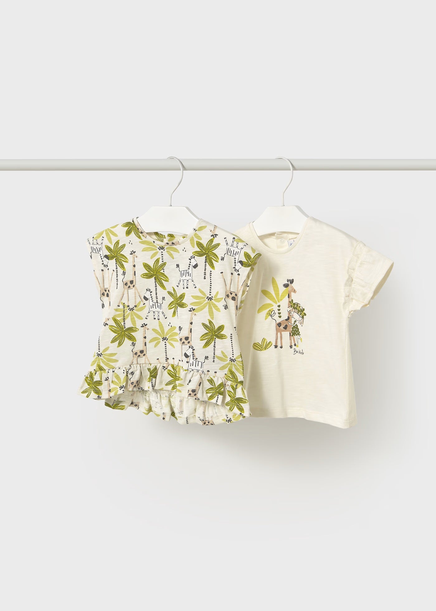 Set 2 T-Shirt neonata Mayoral stampa palme animali Mayoral 6 Mesi 68cm