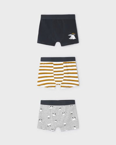 Set 3 Boxer cotone bambino Mayoral "Orso" Grigio - ErreGiModaBimbo