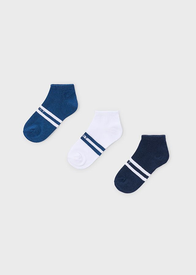 Set 3 calzini corti bambino Mayoral Sport righe blu e bianco Mayoral 2 Anni 92cm