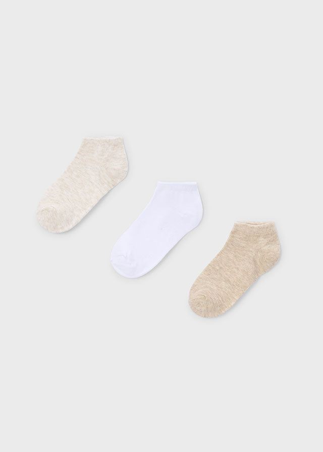 Set 3 calzini corti bambino Mayoral tinta unita beige-bianco-avena Mayoral 2 Anni 92cm