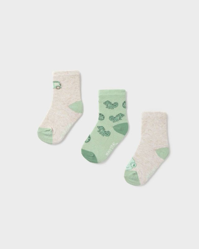Set 3 calzini corti neonato Mayoral camaleonte verde e pietra Mayoral 6 Mesi 68cm