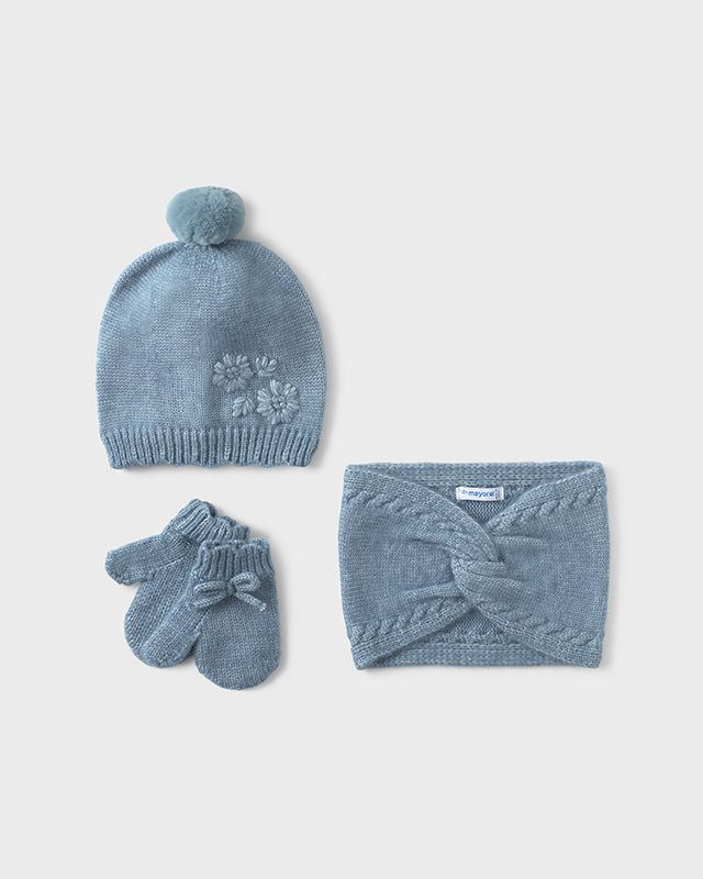Set 3 pezzi cappello e scaldacollo + guanti neonata Mayoral celeste Mayoral 6 Mesi 68cm