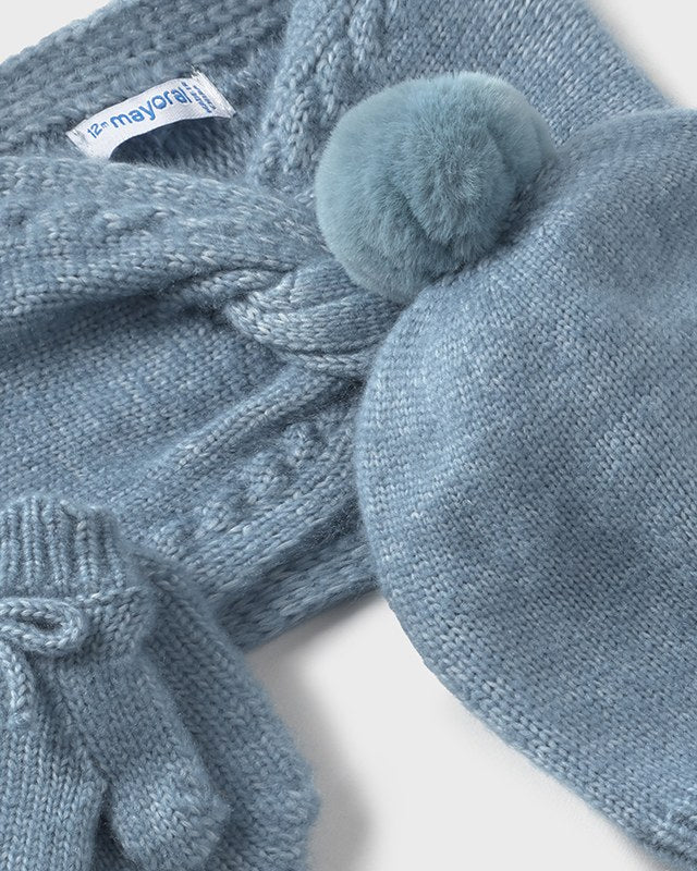 Set 3 pezzi cappello e scaldacollo + guanti neonata Mayoral celeste Mayoral 6 Mesi 68cm