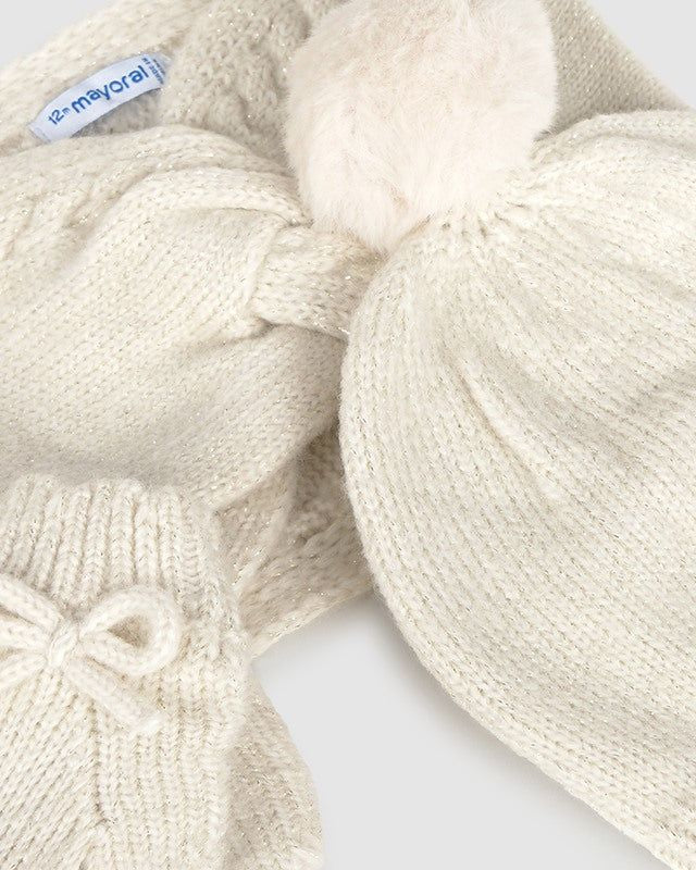 Set 3 pezzi cappello e scaldacollo + guanti neonata Mayoral panna Mayoral 6 Mesi 68cm