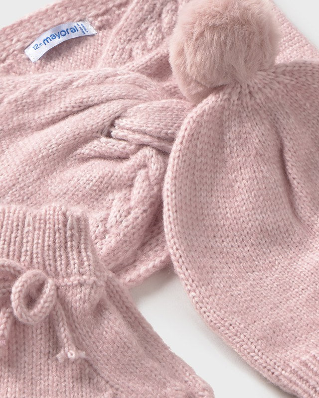 Set 3 pezzi cappello e scaldacollo + guanti neonata Mayoral rosa Mayoral 6 Mesi 68cm