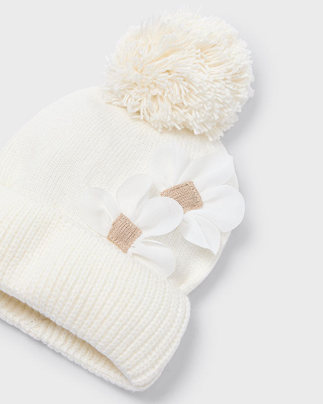 Set 3 pezzi cappello+scaldacollo+guanti bambina Mayoral fiore panna Mayoral 4 Anni 104cm