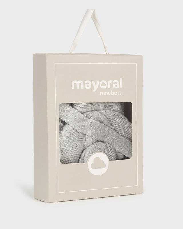 Set 3 pezzi cappello sciarpa e manopole neonata Mayoral grigio perla Mayoral Perla