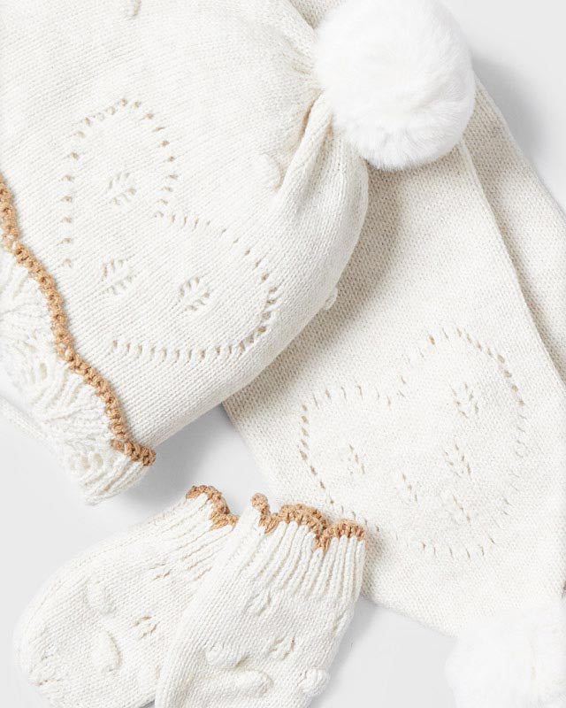 Set 3 pezzi Milk cappello sciarpa e manopole neonata Mayoral - ErreGiModaBimbo