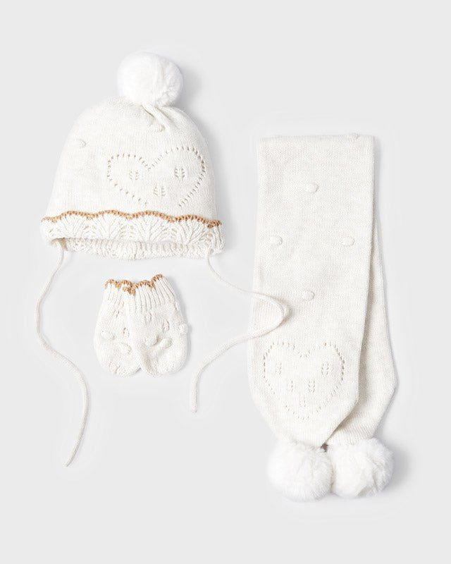 Set 3 pezzi Milk cappello sciarpa e manopole neonata Mayoral - ErreGiModaBimbo