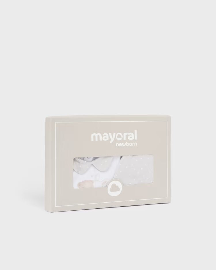 Set 3 pezzi neonati unisex colore neutro fresco cotone Mayoral Newborn - ErreGiModaBimbo