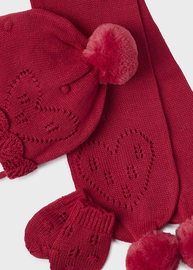 Set 3 pezzi Rosso cappello sciarpa e manopole neonata Mayoral - ErreGiModaBimbo