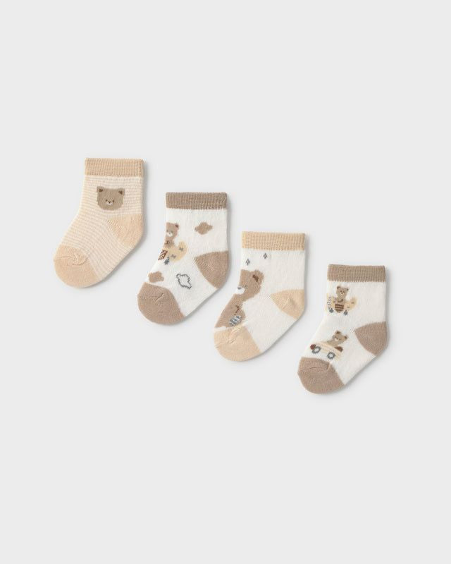 Set 4 calzini corti orsetti neonato Mayoral Newborn beige Mayoral 0 Mesi 55cm