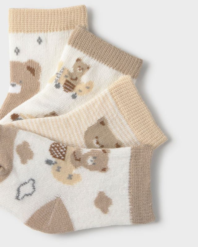 Set 4 calzini corti orsetti neonato Mayoral Newborn beige Mayoral 0 Mesi 55cm