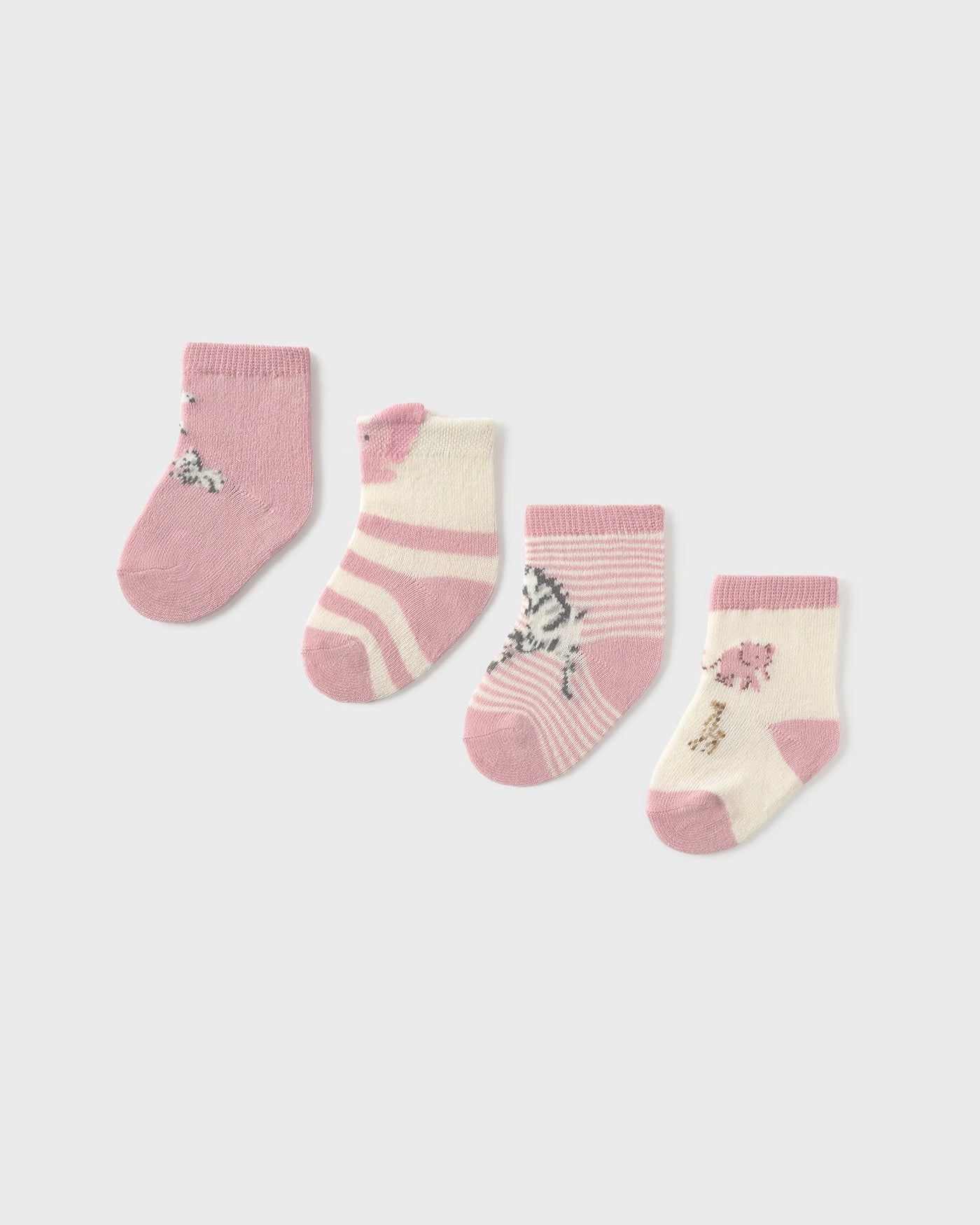 Set 4 paia calzini caldo cotone neonata Mayoral Newborn Safari rosa Mayoral 0 Mesi 55cm