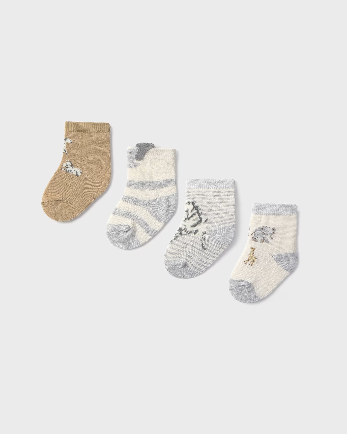 Set 4 paia calzini caldo cotone neonati Mayoral Newborn Safari neutro Mayoral 0 Mesi 55cm