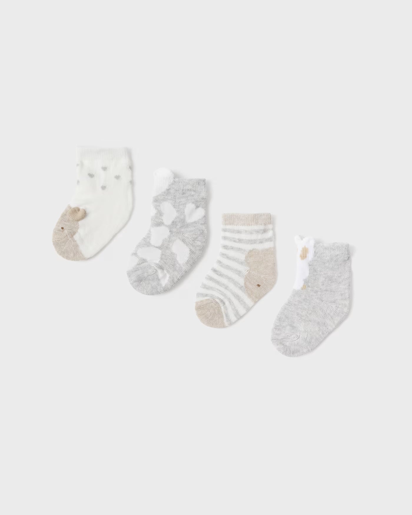 Set 4 paia calzini fresco cotone organico neonata Mayoral Newborn beige-grigio Mayoral Neutri