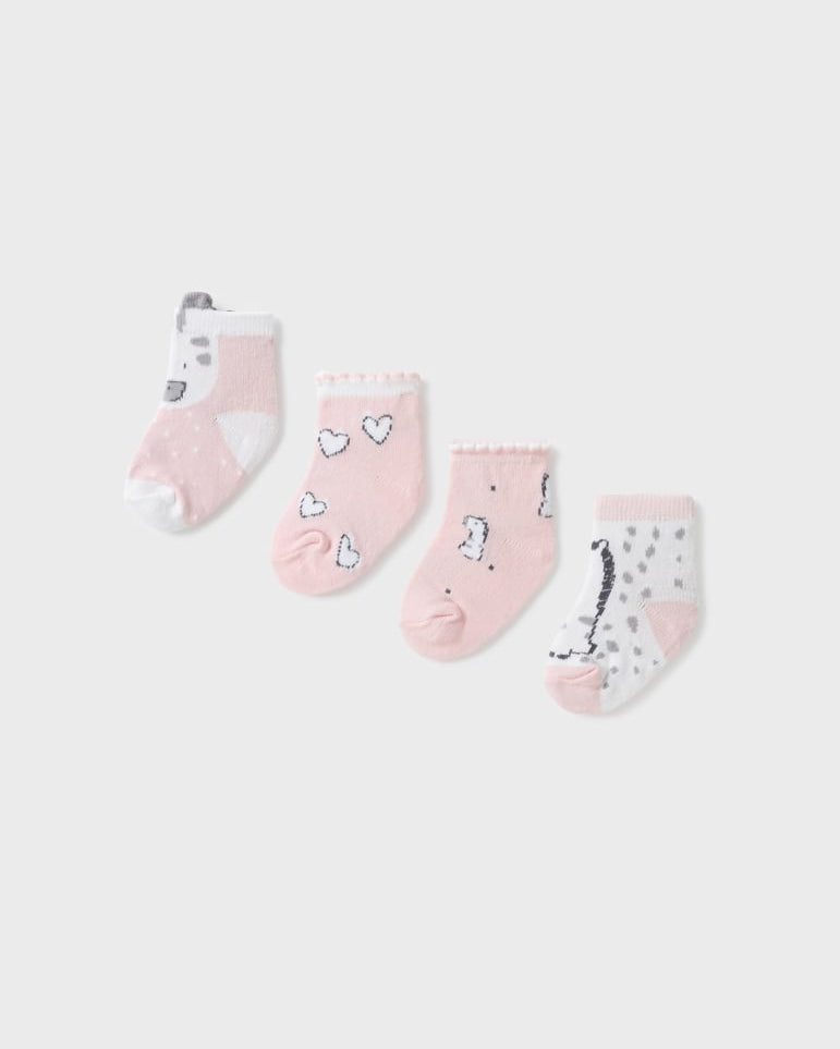 Set 4 paia calzini neonata Mayoral Newborn con stampa giraffa rosa - ErreGiModaBimbo
