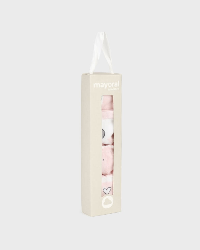 Set 4 paia calzini neonata Mayoral Newborn con stampa giraffa rosa - ErreGiModaBimbo