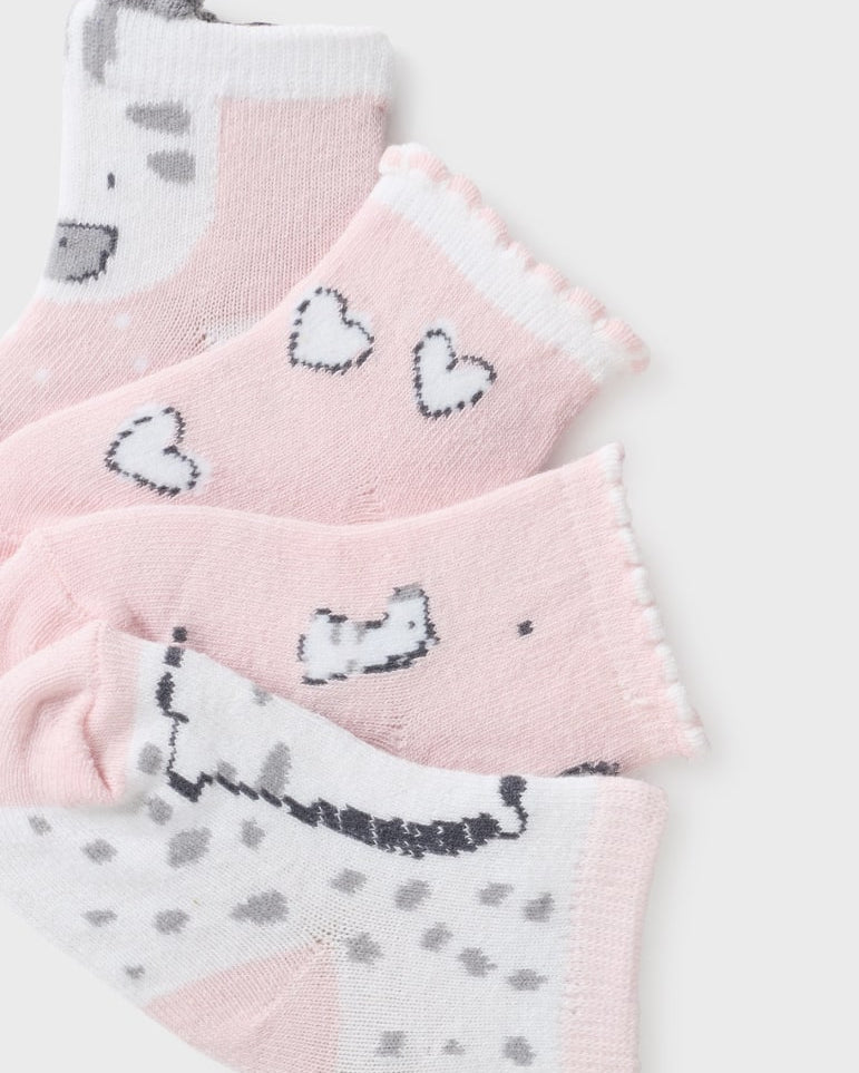 Set 4 paia calzini neonata Mayoral Newborn con stampa giraffa rosa - ErreGiModaBimbo