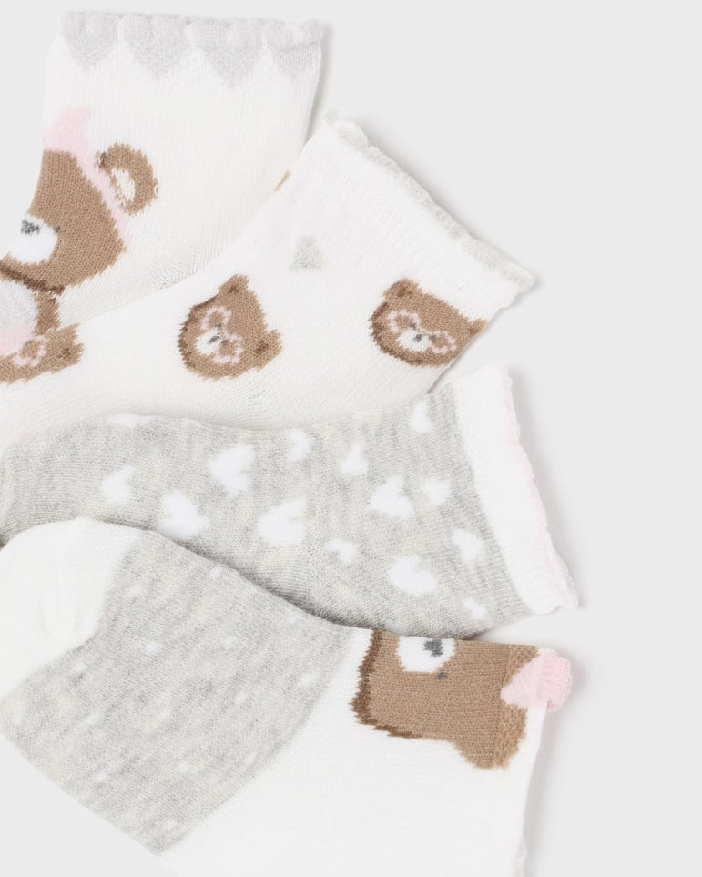 Set 4 paia calzini neonata Mayoral Newborn con stampa orsetti grigio - ErreGiModaBimbo
