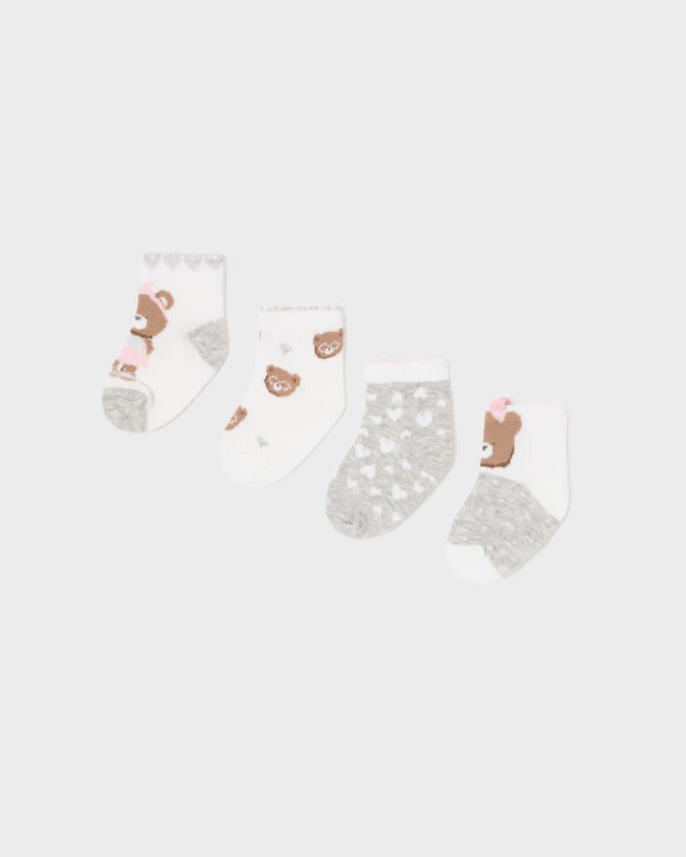 Set 4 paia calzini neonata Mayoral Newborn con stampa orsetti grigio - ErreGiModaBimbo
