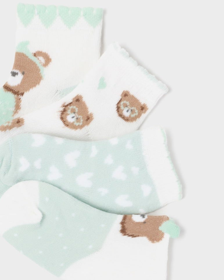 Set 4 paia calzini neonata Mayoral Newborn con stampa orsetti verde - ErreGiModaBimbo