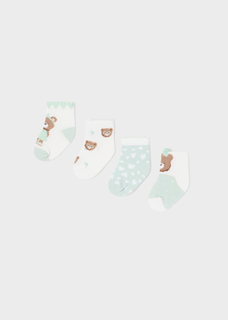 Set 4 paia calzini neonata Mayoral Newborn con stampa orsetti verde - ErreGiModaBimbo