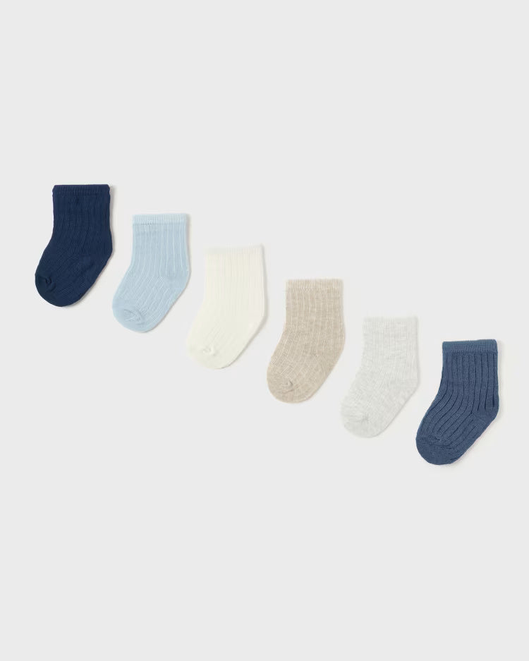 Set 6 calzini caldo cotone neonati Mayoral Newborn costine blu Mayoral Blu