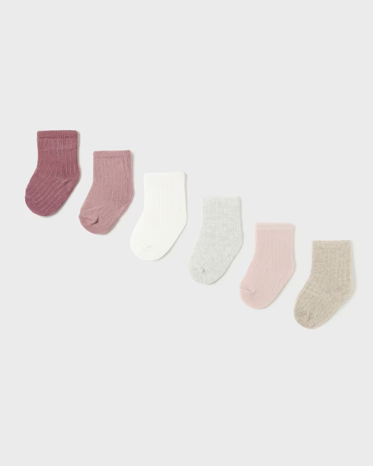 Set 6 calzini caldo cotone neonati Mayoral Newborn costine rosa Mayoral Rosa