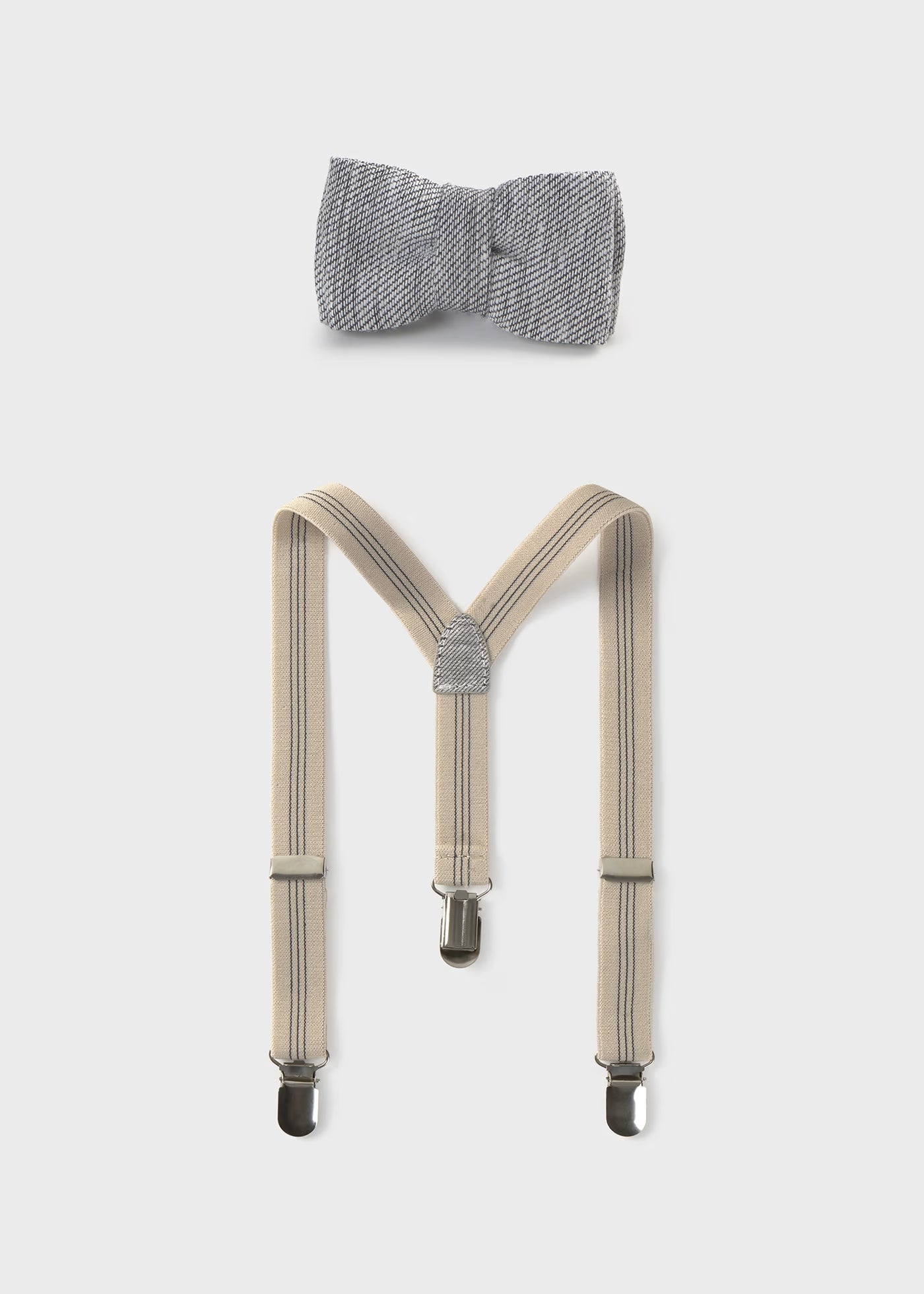 Set bretelle e papillon neonato Mayoral grigio e beige Mayoral Default Title