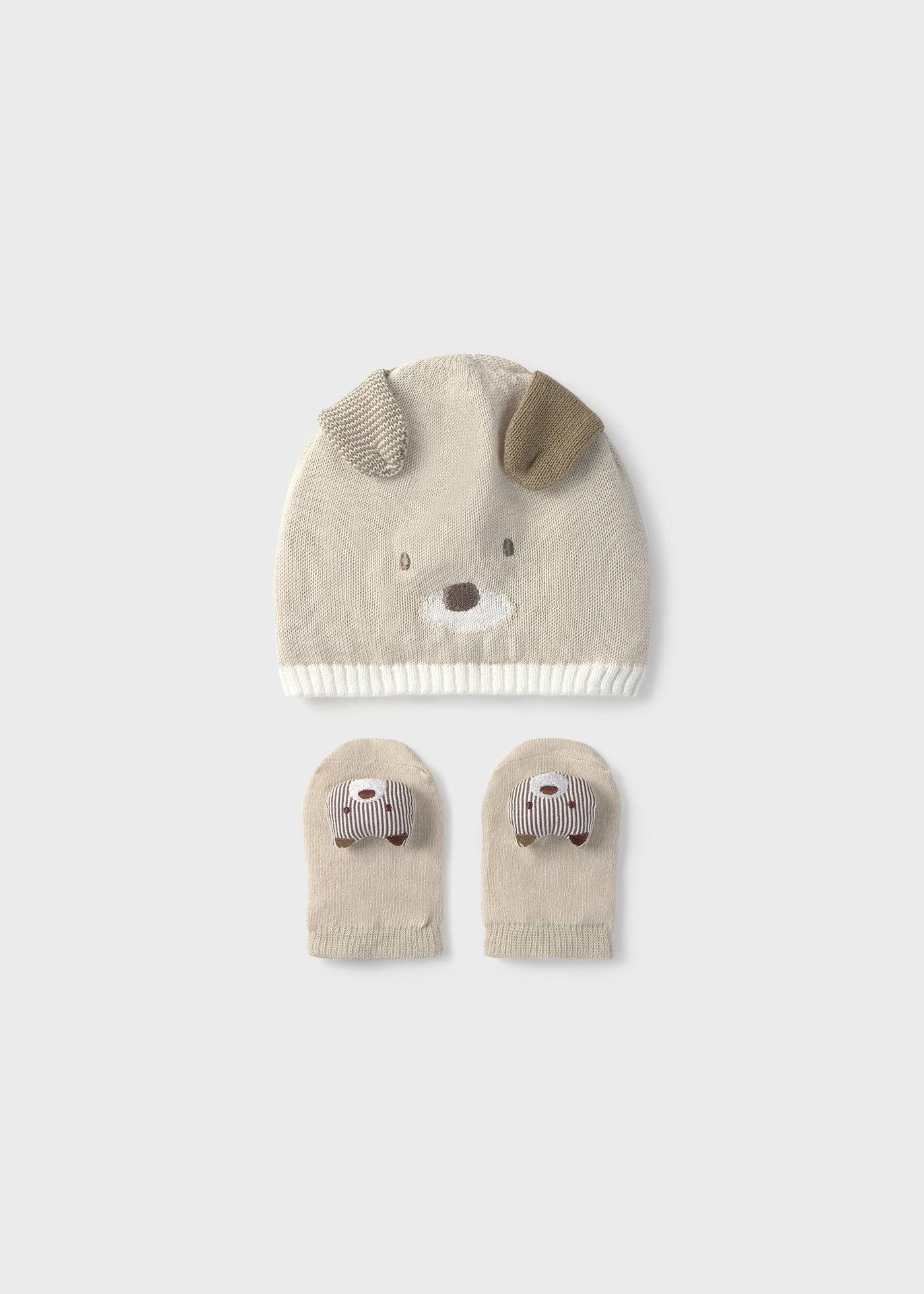 Set cappello e calzini filo cotone neonato Mayoral Newborn Animal beige Mayoral Beige