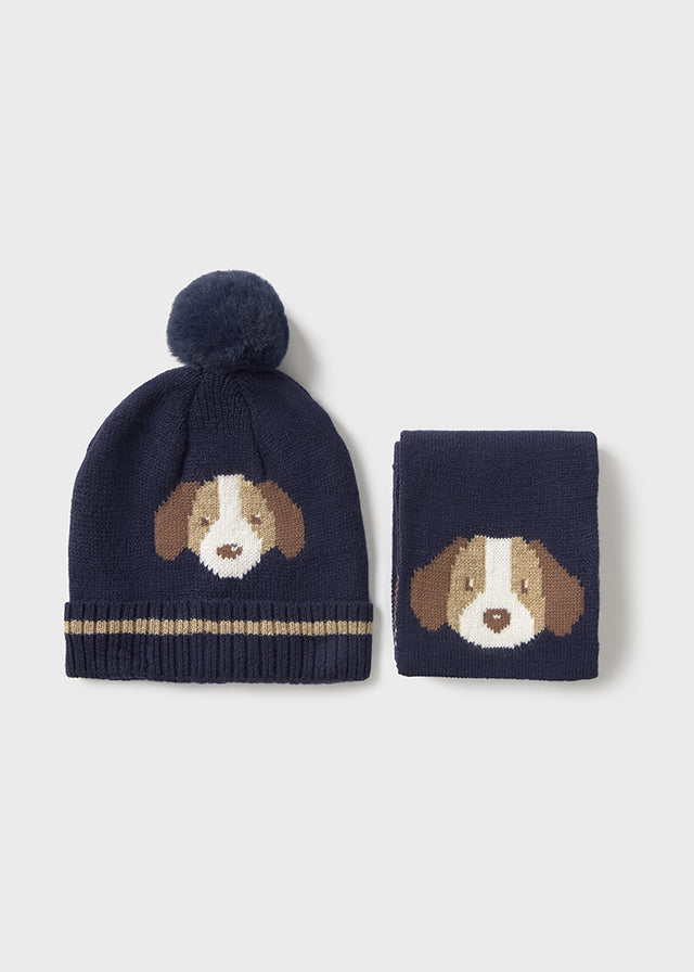 Set cappello e sciarpa cagnolino neonato Mayoral blu Mayoral 6 Mesi 68cm