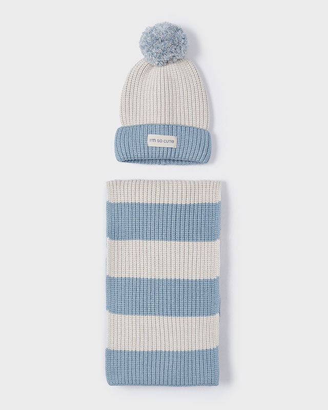 Set cappello e sciarpa righe bambina mayoral celeste Mayoral Celeste