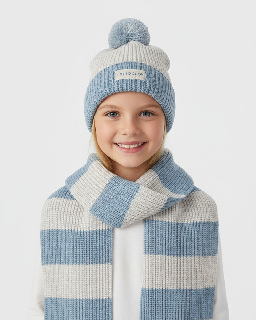 Set cappello e sciarpa righe bambina mayoral celeste Mayoral Celeste