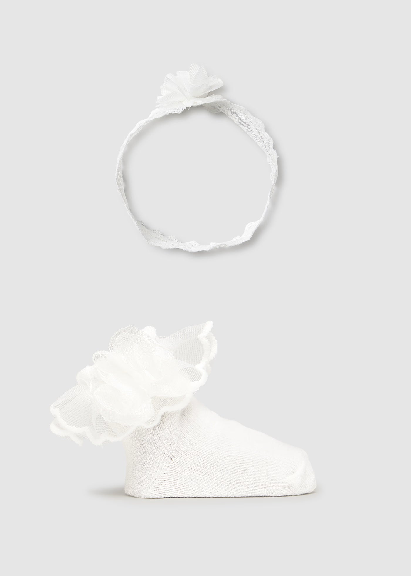 Set cerimonia fascia e calzini neonata Mayoral Newborn bianco Mayoral Bianco