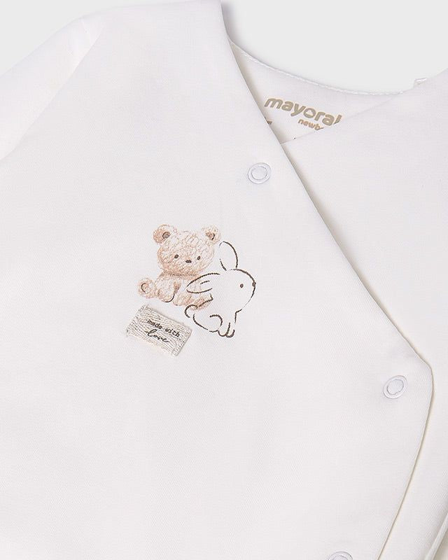 Set regalo 3 pezzi con pigiama neonati unisex Mayoral Newborn panna Mayoral Panna