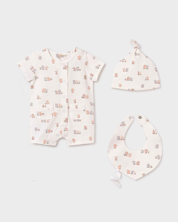 Pagliaccetto 3 pezzi unisex neonati Mayoral Newborn Coniglietti Mayoral Bianco