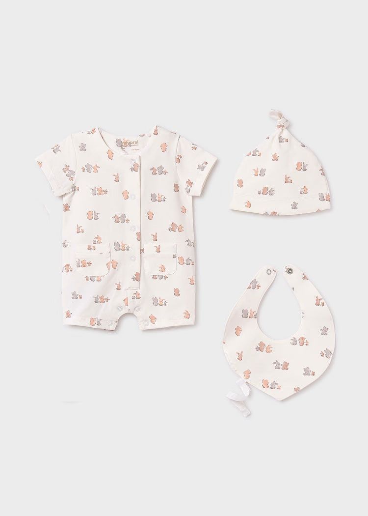 Pagliaccetto 3 pezzi unisex neonati Mayoral Newborn Coniglietti Mayoral Bianco