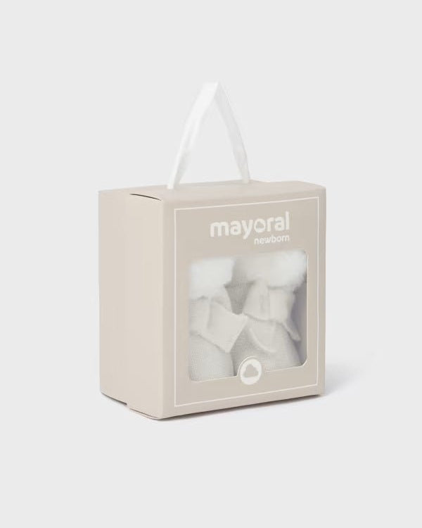 Stivaletto tricot pellicciotto neonata Mayoral Newborn champagne - ErreGiModaBimbo