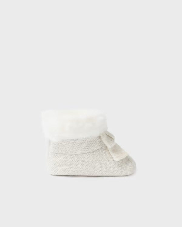 Stivaletto tricot pellicciotto neonata Mayoral Newborn champagne - ErreGiModaBimbo
