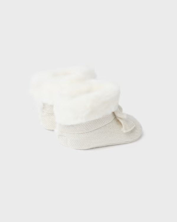 Stivaletto tricot pellicciotto neonata Mayoral Newborn champagne - ErreGiModaBimbo