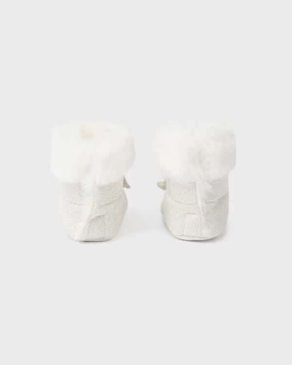 Stivaletto tricot pellicciotto neonata Mayoral Newborn champagne - ErreGiModaBimbo