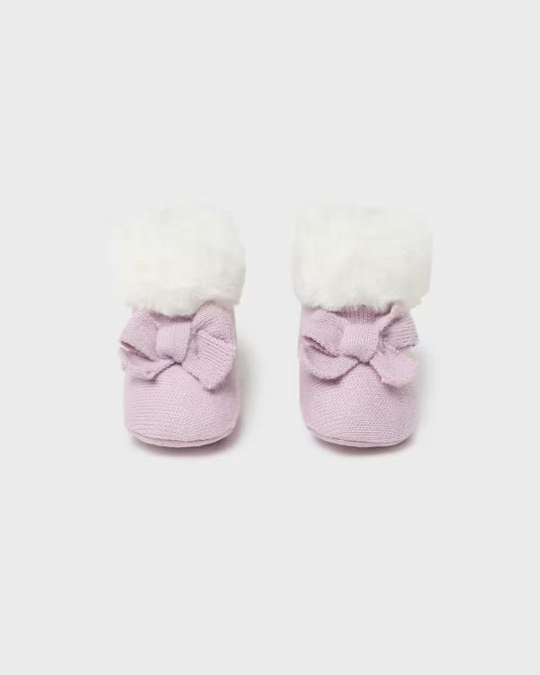 Stivaletto tricot pellicciotto neonata Mayoral Newborn lilla - ErreGiModaBimbo