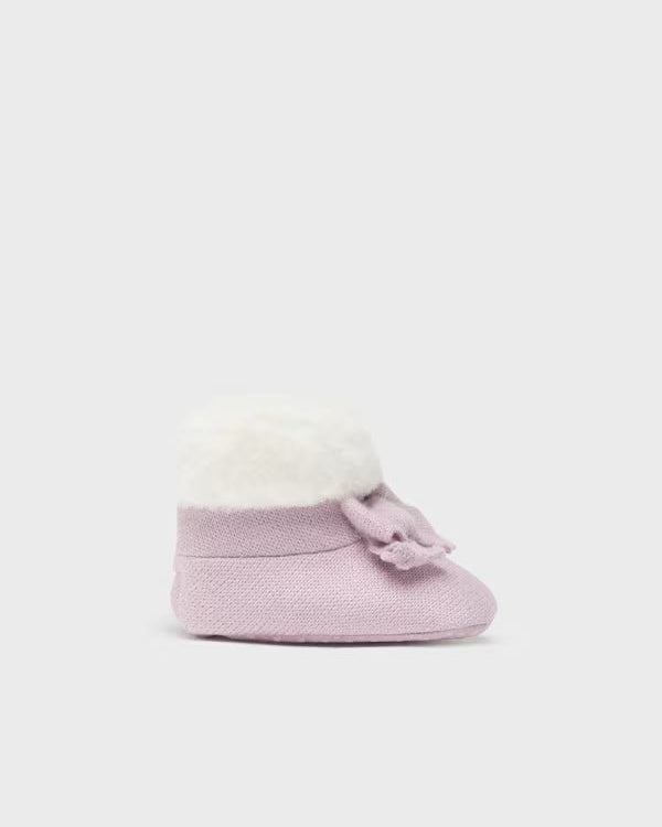 Stivaletto tricot pellicciotto neonata Mayoral Newborn lilla - ErreGiModaBimbo