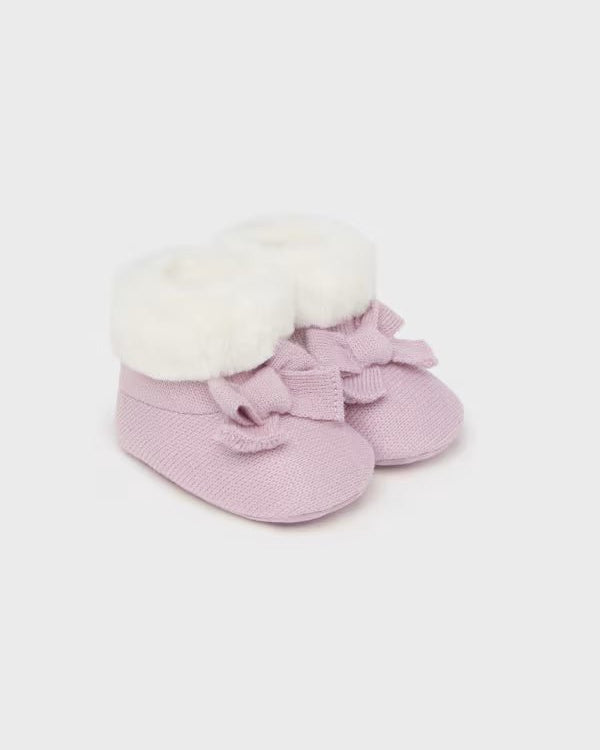 Stivaletto tricot pellicciotto neonata Mayoral Newborn lilla - ErreGiModaBimbo