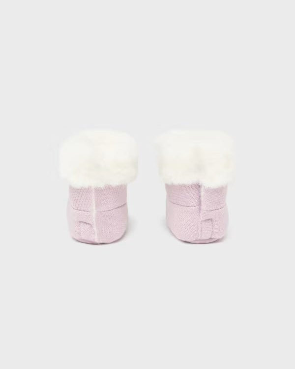 Stivaletto tricot pellicciotto neonata Mayoral Newborn lilla - ErreGiModaBimbo