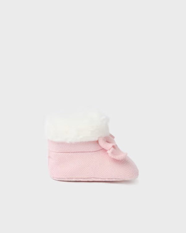 Stivaletto tricot pellicciotto neonata Mayoral Newborn rosa - ErreGiModaBimbo
